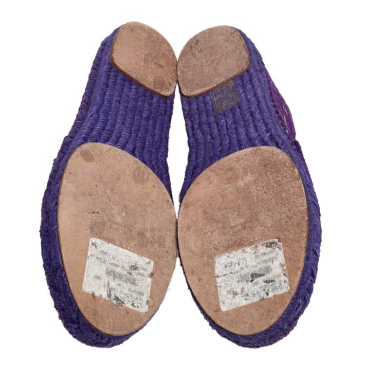 Pre Owned Dolce & Gabbana Purple Lace Espadrille Flats Size 39
