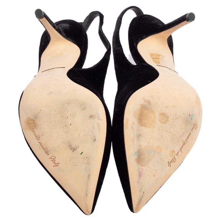 Pre Owned Dolce & Gabbana Black Velvet Pointed Toe Slingback Pointed Toe Pumps Size 38.5