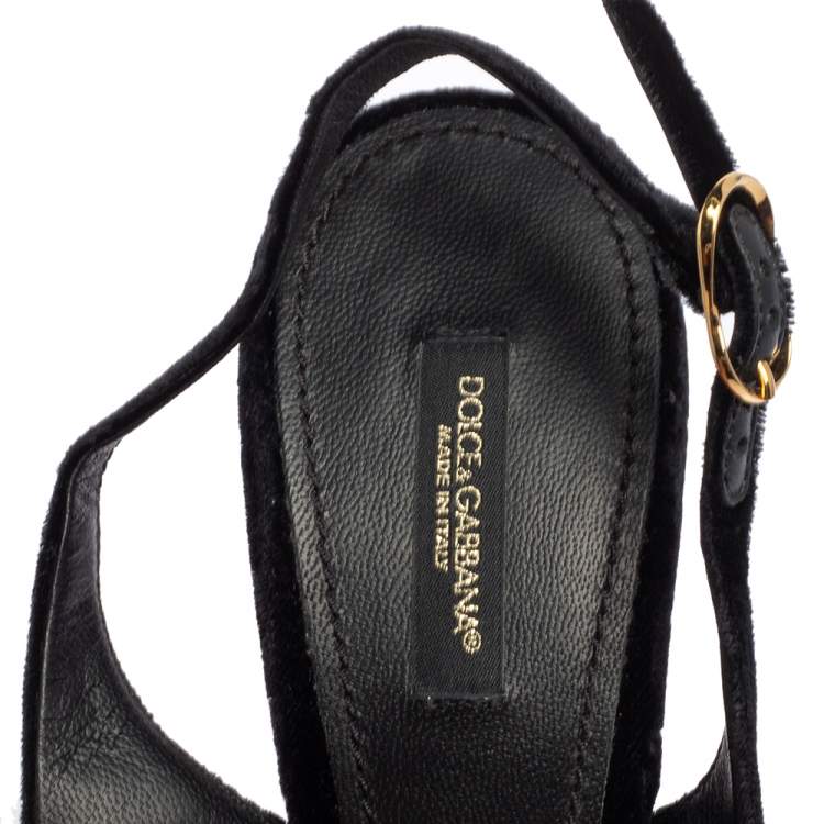 Pre Owned Dolce & Gabbana Black Velvet Pointed Toe Slingback Pointed Toe Pumps Size 38.5