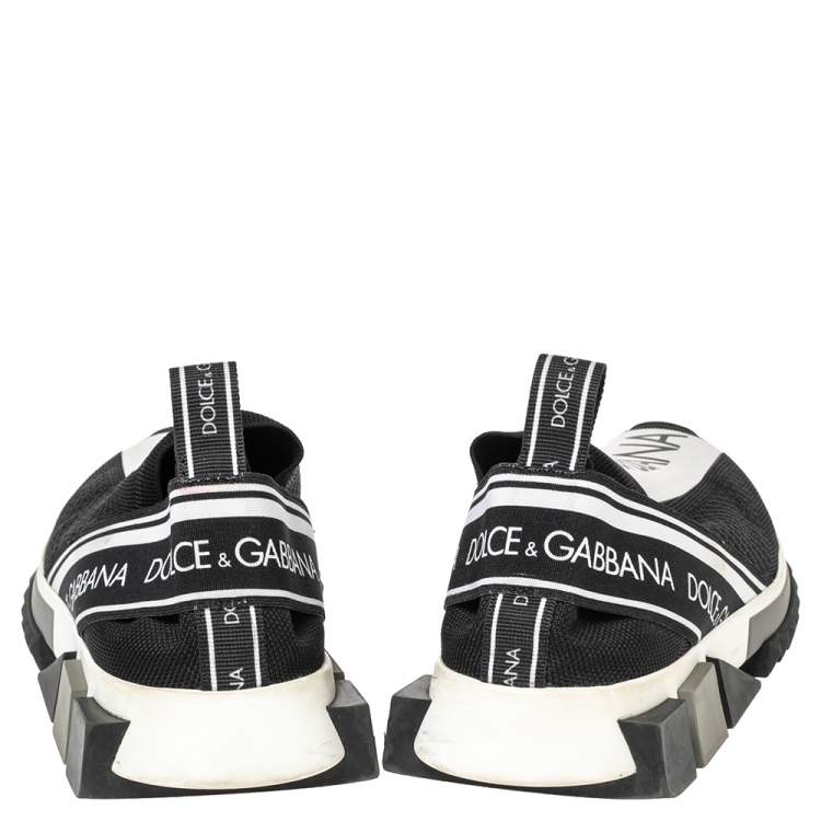 مملوكة مسبقًا Dolce & Gabbana Black/White Knit Fabric Sorrento Slip On Sneakers Size 39