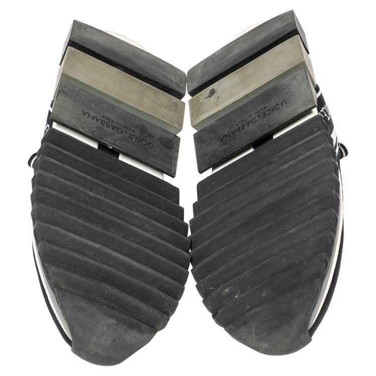 مملوكة مسبقًا Dolce & Gabbana Black/White Knit Fabric Sorrento Slip On Sneakers Size 39