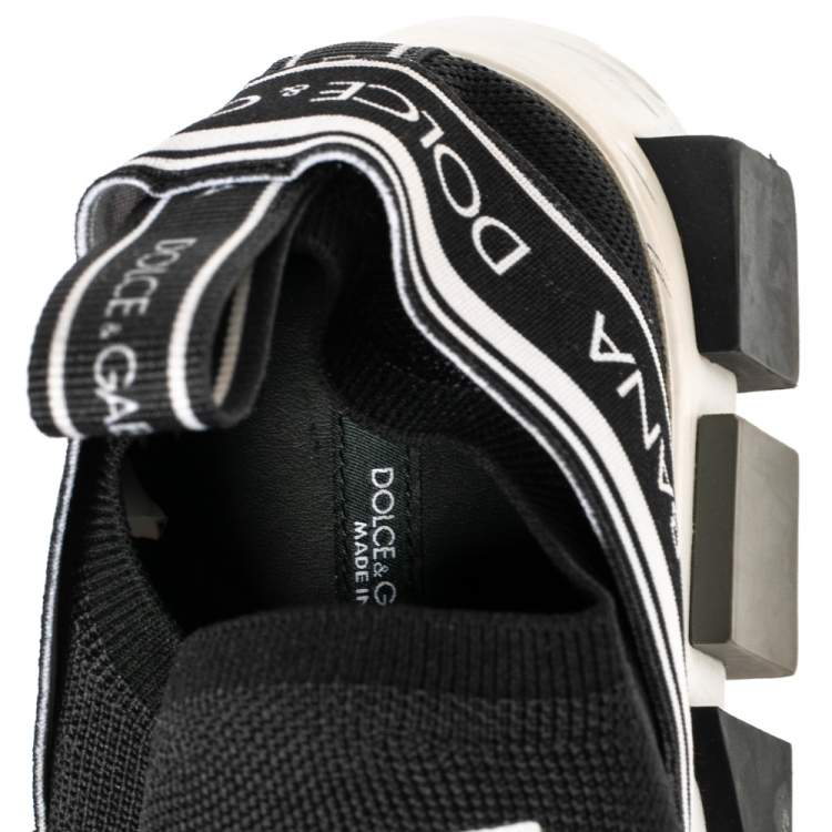 مملوكة مسبقًا Dolce & Gabbana Black/White Knit Fabric Sorrento Slip On Sneakers Size 39