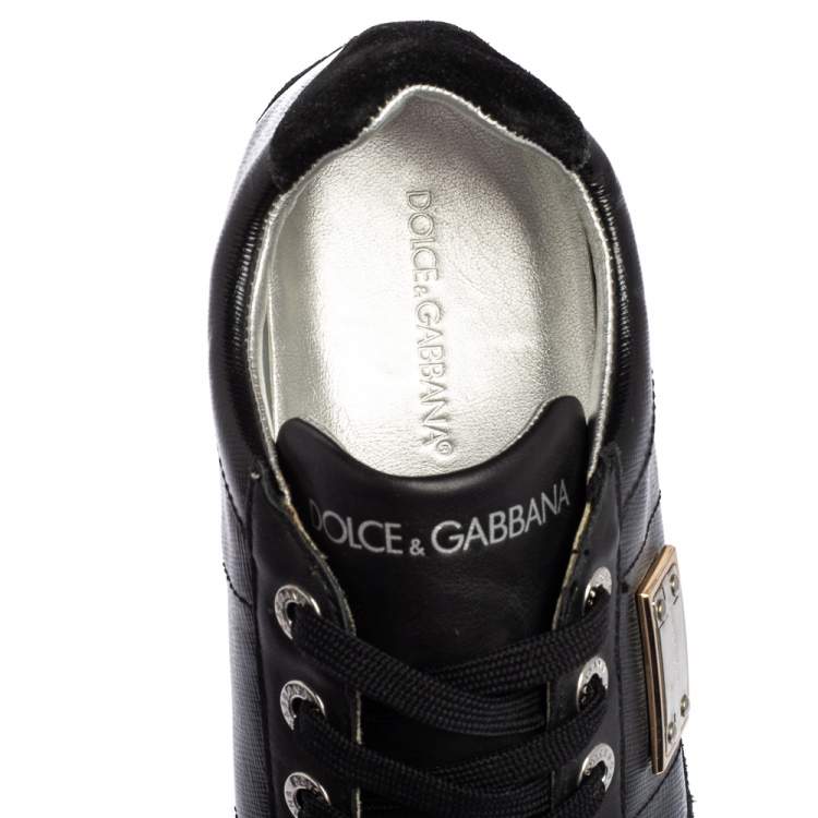 Pre Owned Dolce & Gabbana Black Patent Leather and Suede Low Top Sneakers Size 37.5