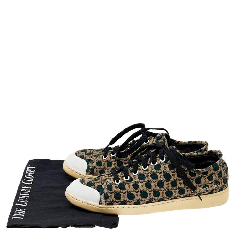 Pre Owned Dolce & Gabbana Multicolor Canvas And Leather Low Top Sneakers