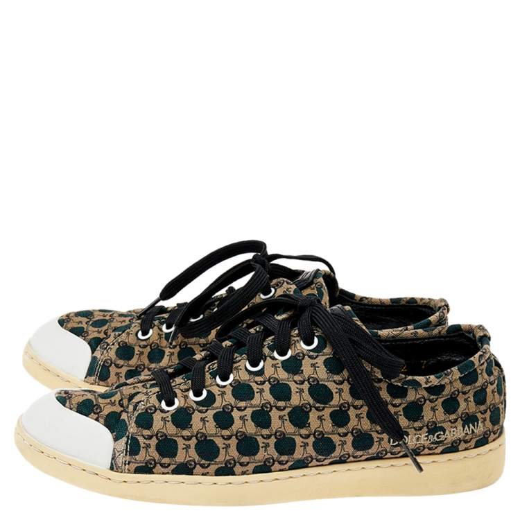Pre Owned Dolce & Gabbana Multicolor Canvas And Leather Low Top Sneakers