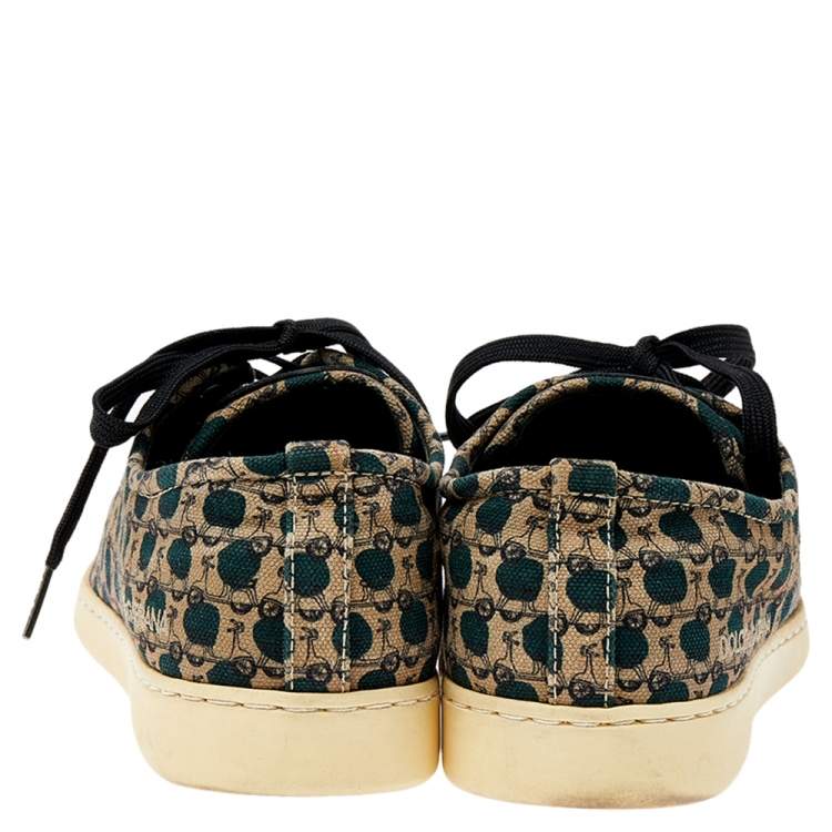 Pre Owned Dolce & Gabbana Multicolor Canvas And Leather Low Top Sneakers