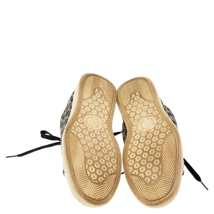 Pre Owned Dolce & Gabbana Multicolor Canvas And Leather Low Top Sneakers