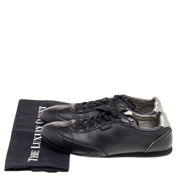 Pre Owned Dolce & Gabbana Black Leather Low Top Sneakers Size 40