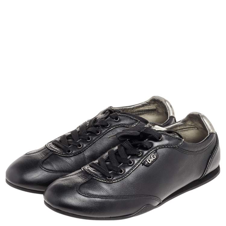 Pre Owned Dolce & Gabbana Black Leather Low Top Sneakers Size 40