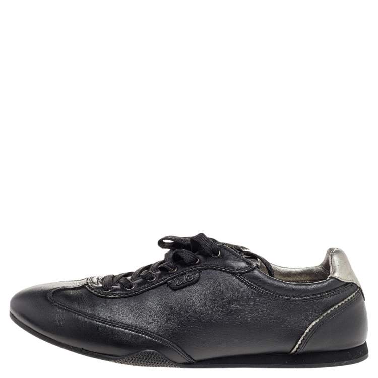 Pre Owned Dolce & Gabbana Black Leather Low Top Sneakers Size 40