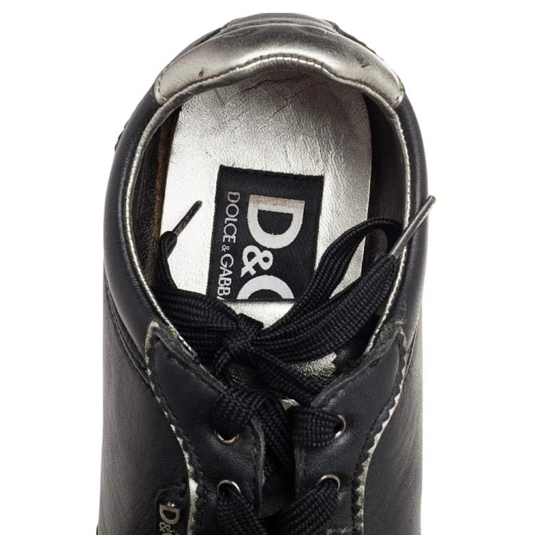 Pre Owned Dolce & Gabbana Black Leather Low Top Sneakers Size 40