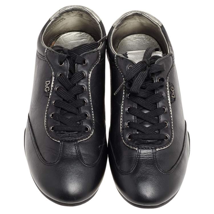 Pre Owned Dolce & Gabbana Black Leather Low Top Sneakers Size 40