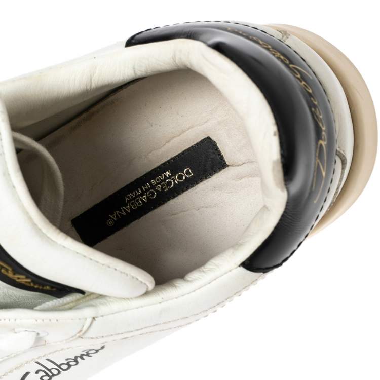 مملوكة مسبقًا Dolce & Gabbana White Leather Portofino Low Top Sneakers Size 38 