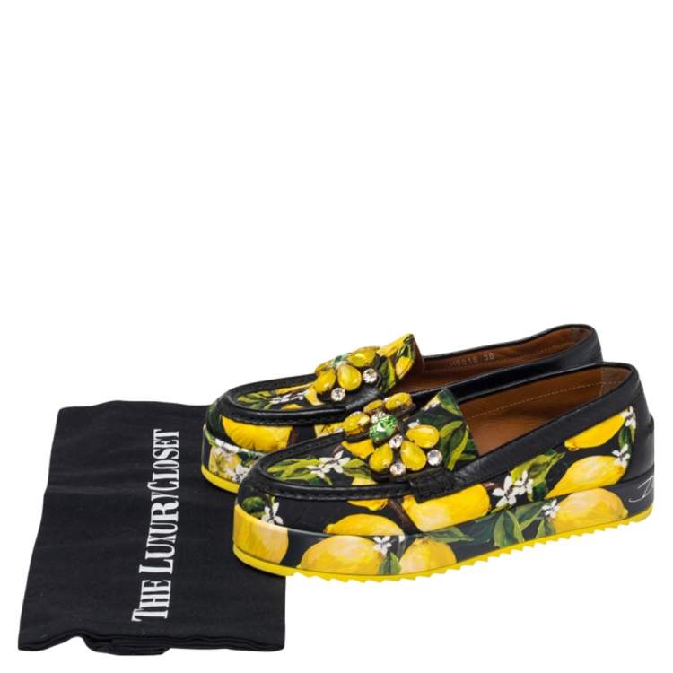 Pre Owned Dolce & Gabbana Multicolor Canvas And Leather Palermo Loafers Size 36