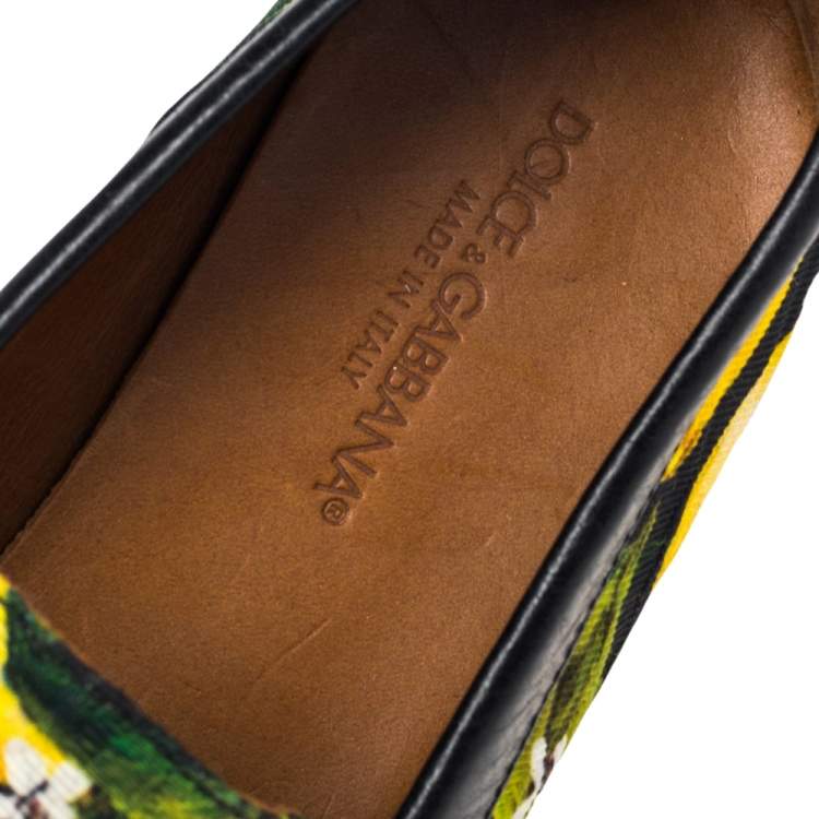 Pre Owned Dolce & Gabbana Multicolor Canvas And Leather Palermo Loafers Size 36