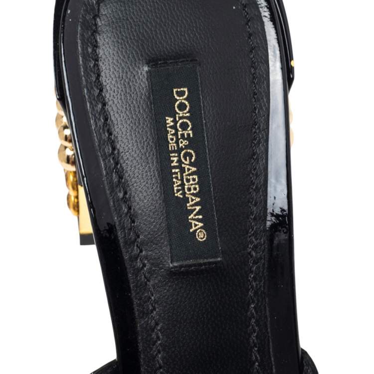 Pre Owned Dolce & Gabbana Black Suede And Patent Leather Sandals Size 36