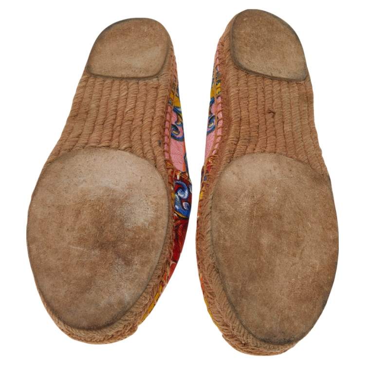 Pre Owned Dolce & Gabbana Multicolor Printed Canvas Espadrille Flats Size 38