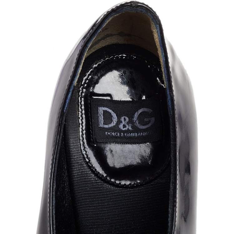 Pre Owned Dolce & Gabbana Black Patent Leather Peep Toe Booties Size 36