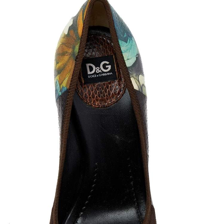 Pre Owned Dolce & Gabbana Multicolor Suede And Leather Bow Pumps Size 37.5 