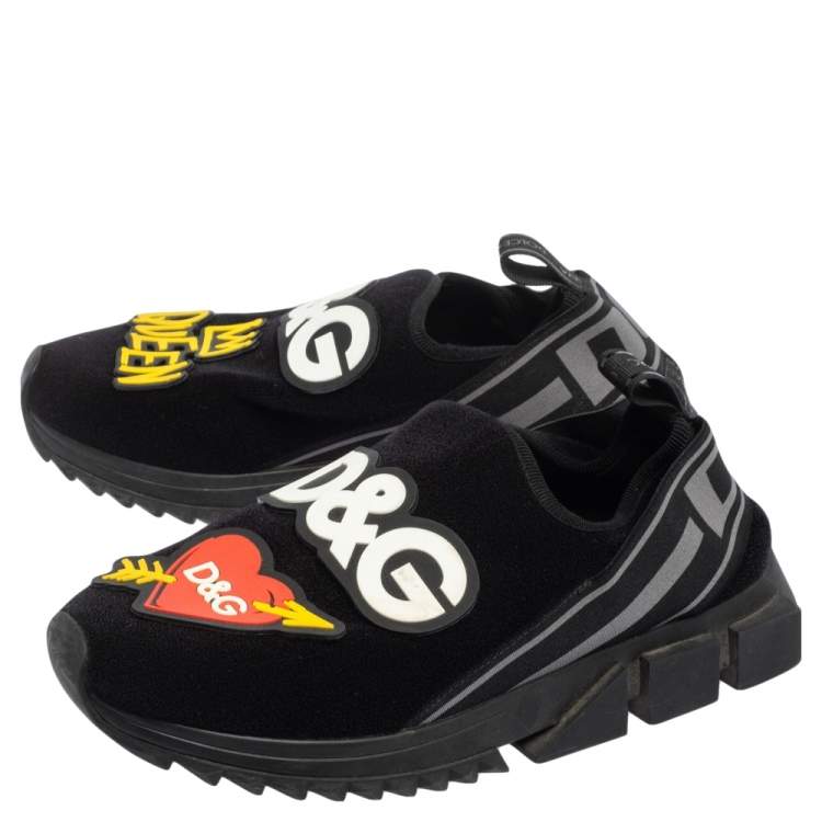 مملوكة مسبقًا Dolce & Gabbana Black Fabric Sorrento Queen Sneakers Size 41