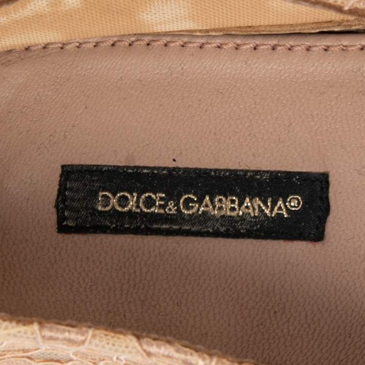 مملوكة مسبقًا Dolce & Gabbana Beige Lace Crystal Embellished Espadrilles Size 37