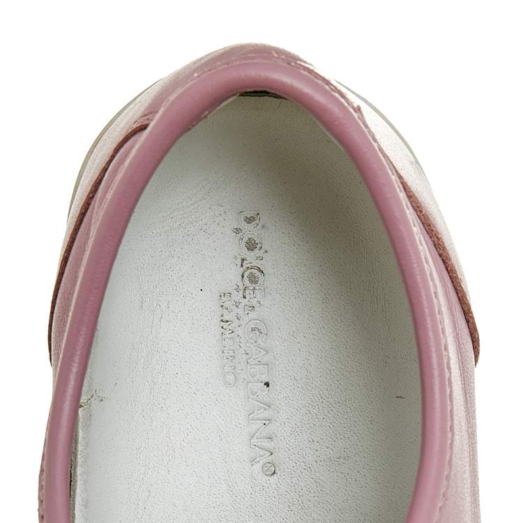 Pre Owned Dolce & Gabbana Pink Leather Low Top Sneakers Size 37