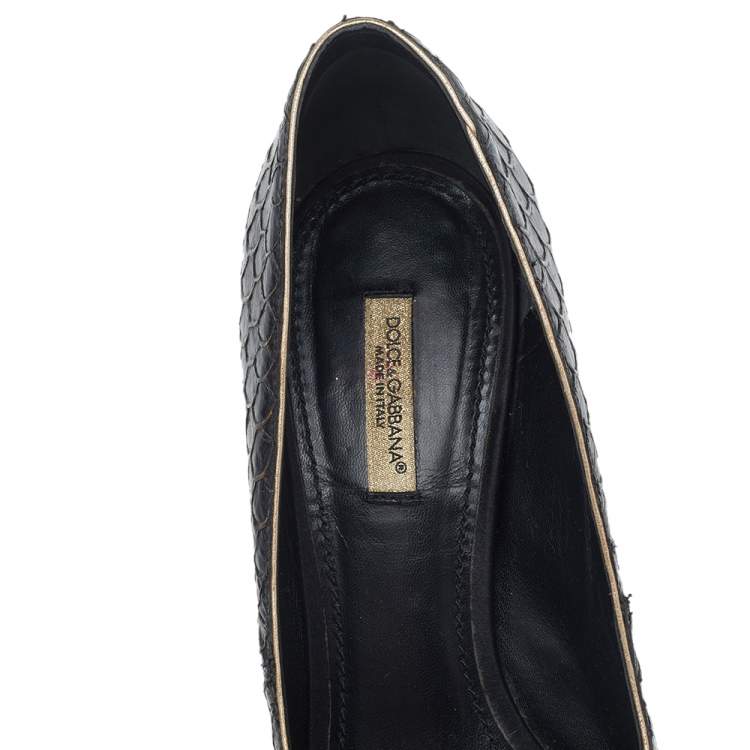 Pre Owned Dolce & Gabbana Black Python Embossed Leather Pumps Size 37