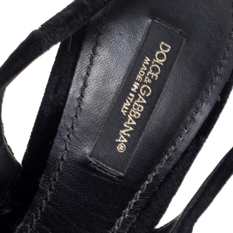 Pre Owned Dolce & Gabbana Black Velvet Pointed Toe Slingback  Pumps Size 35