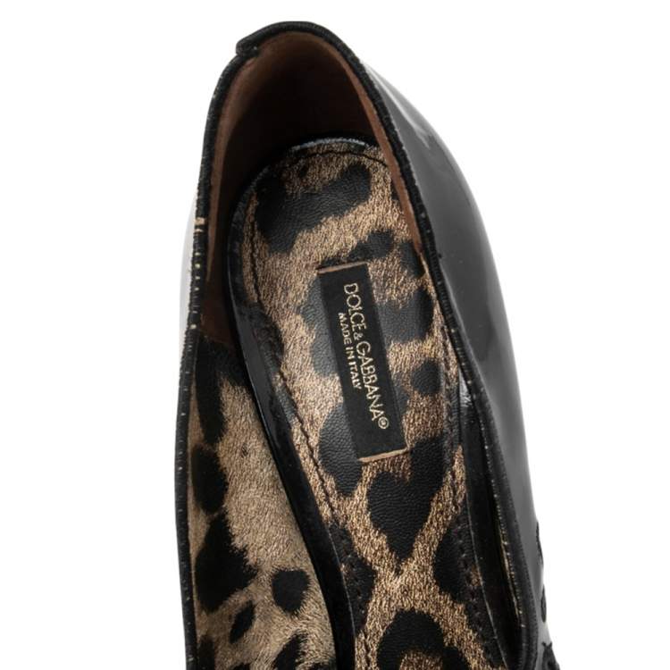 Pre Owned Dolce & Gabbana Black Patent Leather Peep Toe Pumps Size 38.5