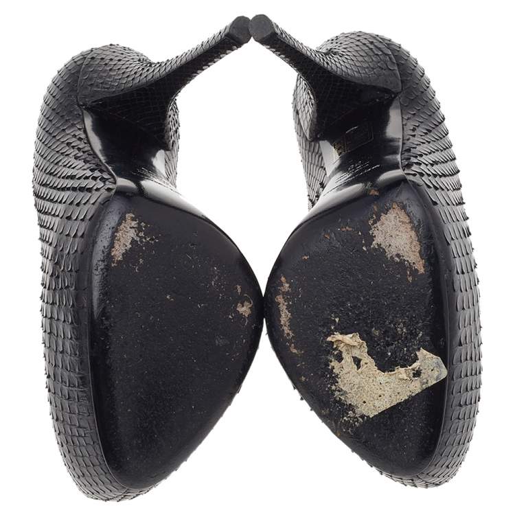 Pre Owned Dolce & Gabbana Black Python Platform Pumps Size 38