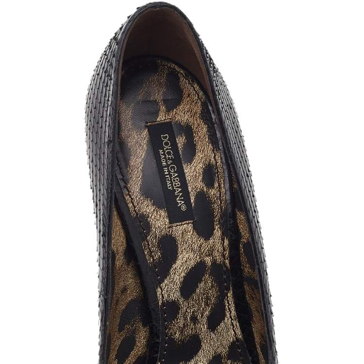 Pre Owned Dolce & Gabbana Black Python Platform Pumps Size 38