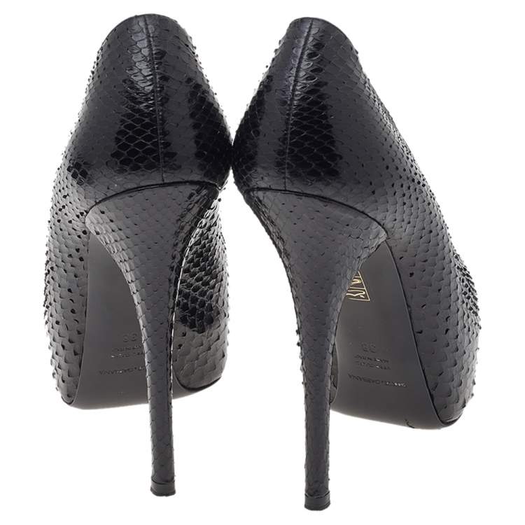 Pre Owned Dolce & Gabbana Black Python Platform Pumps Size 38