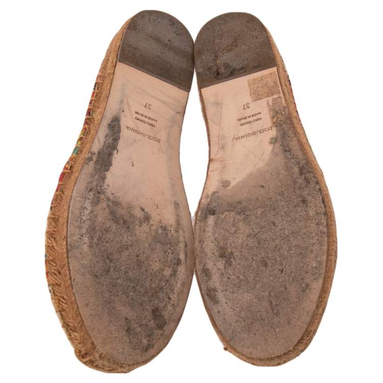 Pre Owned Dolce & Gabbana Multicolor Printed Canvas Espadrille Flats Size 37