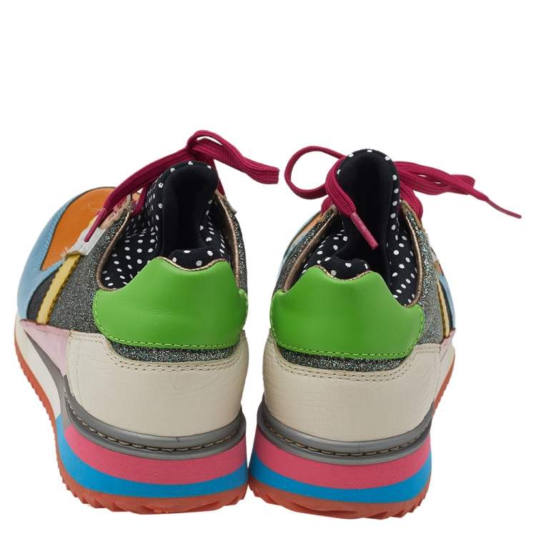 مملوكة مسبقًا Dolce & Gabbana Multicolor Leather, Glitter, And Fabric Low Top Sneakers Size 37