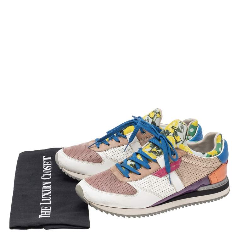 Pre Owned Dolce & Gabbana Multicolor Patchwork Leather And Fabric Low Top Sneakers Size 41