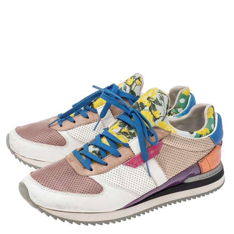 Pre Owned Dolce & Gabbana Multicolor Patchwork Leather And Fabric Low Top Sneakers Size 41