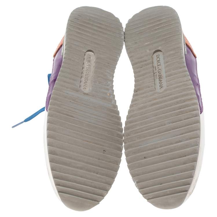 Pre Owned Dolce & Gabbana Multicolor Patchwork Leather And Fabric Low Top Sneakers Size 41