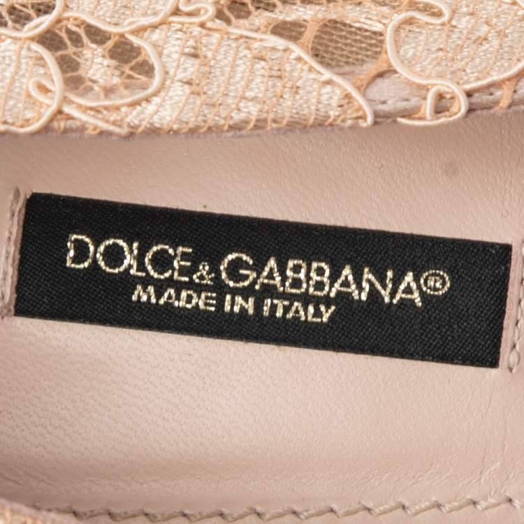 Pre Owned Dolce & Gabbana Beige Lace Bellucci Crystal Embellished Pumps Size 41