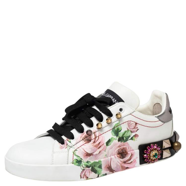 Pre Owned Dolce & Gabbana Multicolor Leather Printed Appliques Sneakers Size 40