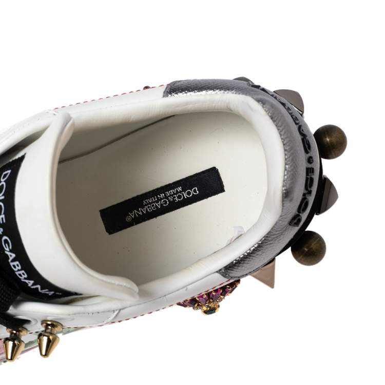 Pre Owned Dolce & Gabbana Multicolor Leather Printed Appliques Sneakers Size 40