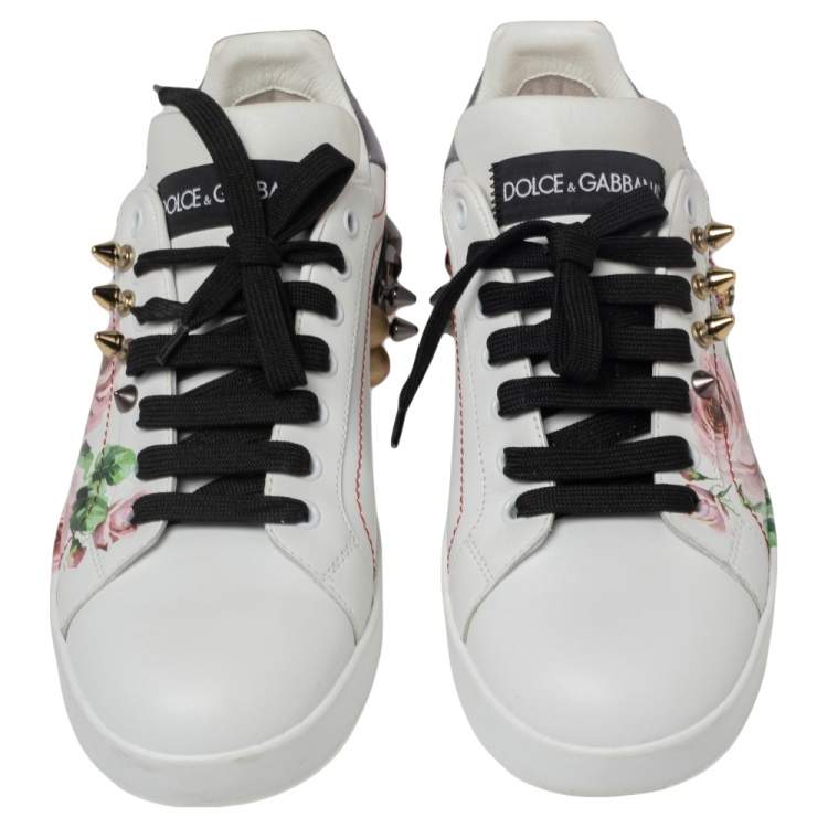 Pre Owned Dolce & Gabbana Multicolor Leather Printed Appliques Sneakers Size 40