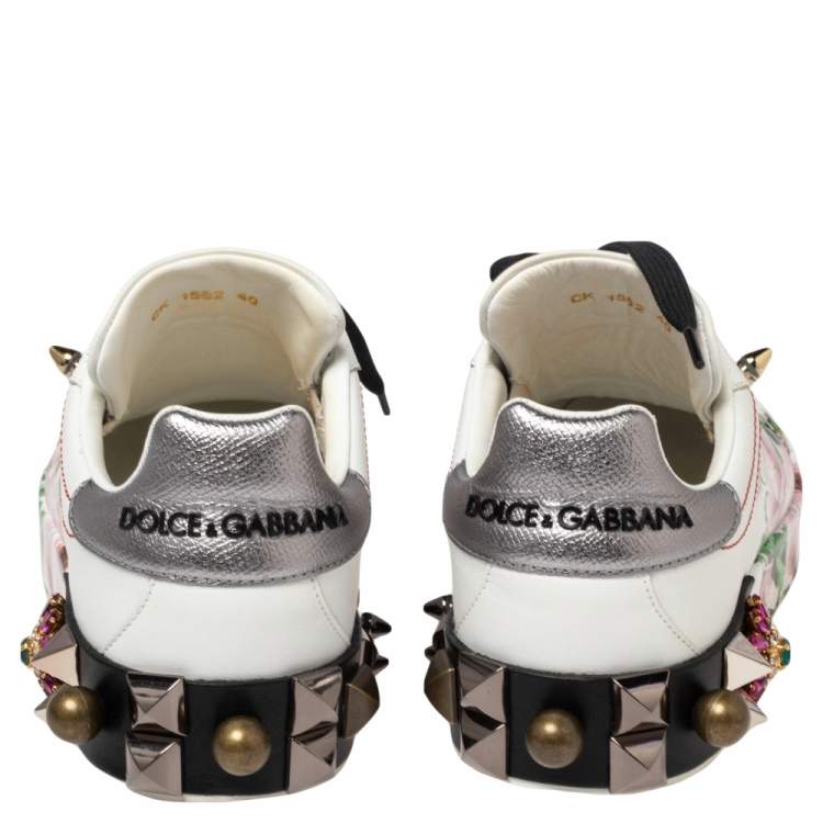 Pre Owned Dolce & Gabbana Multicolor Leather Printed Appliques Sneakers Size 40
