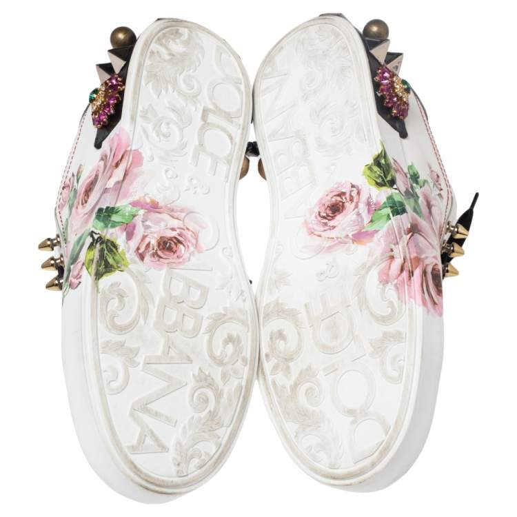 Pre Owned Dolce & Gabbana Multicolor Leather Printed Appliques Sneakers Size 40