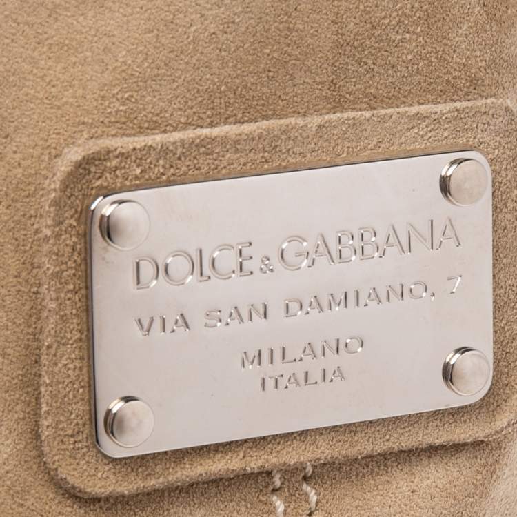 Pre Owned Dolce & Gabbana Beige Suede Knee Boots Size 39