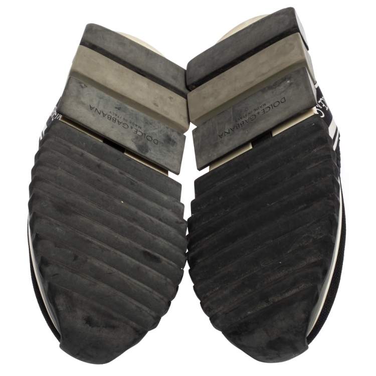 Pre Owned Dolce & Gabbana Black/Silver Fabric Sorrento Sneakers Size 40