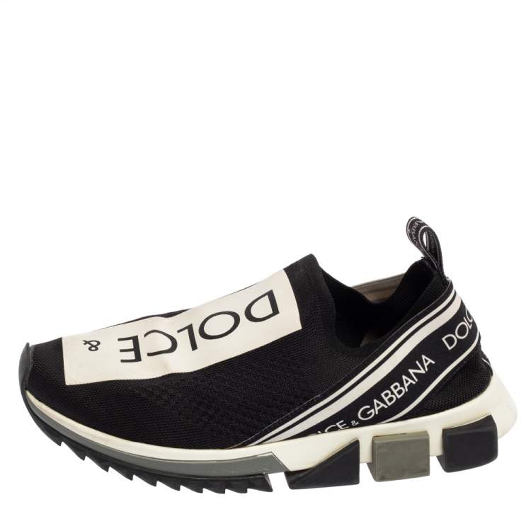 Pre Owned Dolce & Gabbana Black/Silver Fabric Sorrento Sneakers Size 40