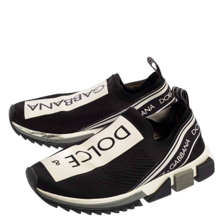 Pre Owned Dolce & Gabbana Black/Silver Fabric Sorrento Sneakers Size 40