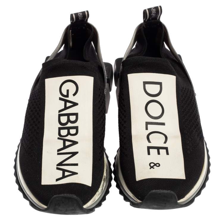 Pre Owned Dolce & Gabbana Black/Silver Fabric Sorrento Sneakers Size 40