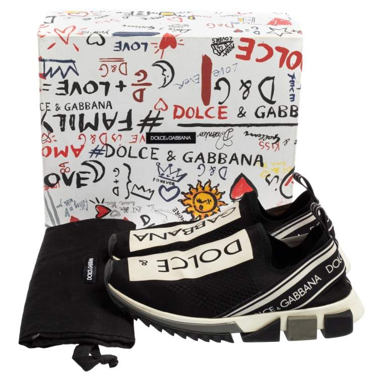 Pre Owned Dolce & Gabbana Black/Silver Fabric Sorrento Sneakers Size 40