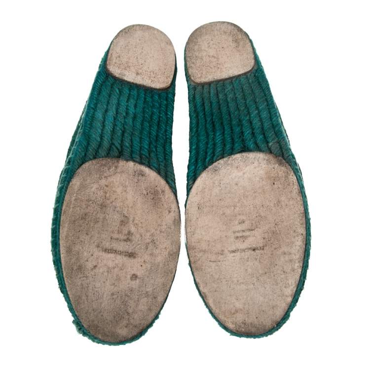 Pre Owned Dolce & Gabbana Green Lace Espadrille Flats Size 40